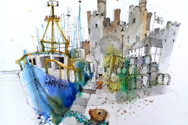 Ian Fennelly Sketching Conwy Castle